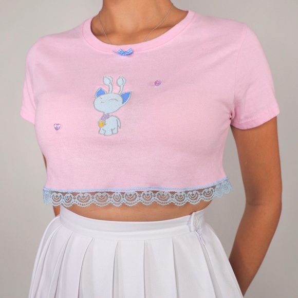 NEOPETS BABY AISHA PASTEL PINK EMBROIDERY T-SHIRT - Picture 3 of 4